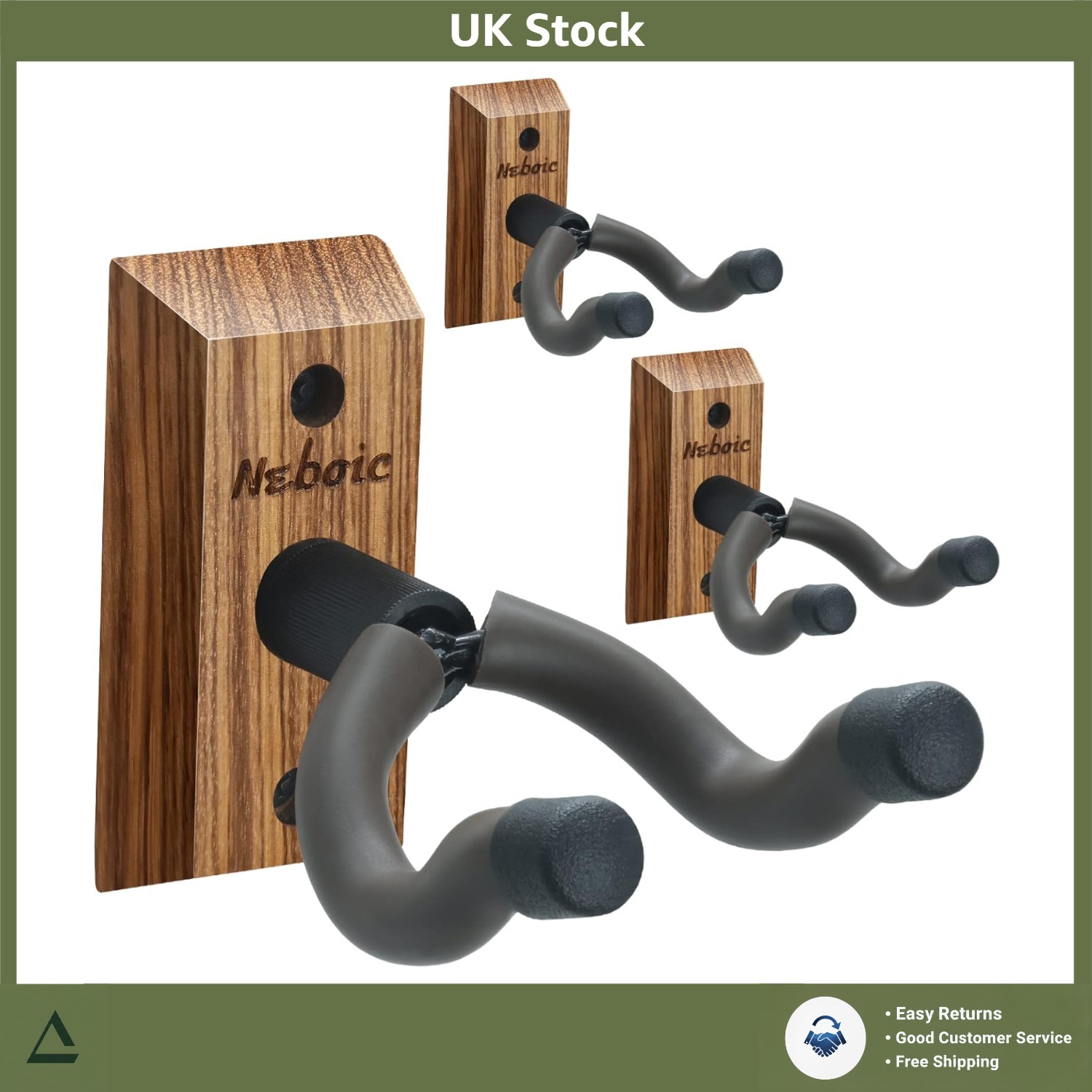 Hardwood Guitar Wall Mount Hanger Display Holder Rack 3 Pack