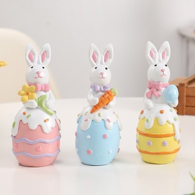 Easter Decorations Ins Cute Bunny Easter Eggs Resin Ornament Home Party Favors