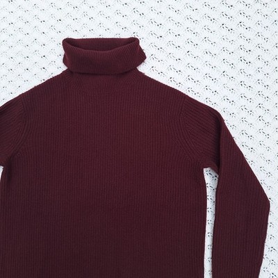 Quince Mongolian Cashmere Turtleneck Sweater Rich Burgundy Sleeved Top - Small