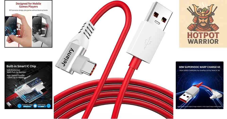 Cable de carga USB A a C de 6 pies para OnePlus - Transferencia rápida de datos y alimentación de 80 W Foto 2 de 4