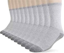 Fruit of the Loom mens Cushioned Durable Cotton Work 6-12, Grey 10 Pack 