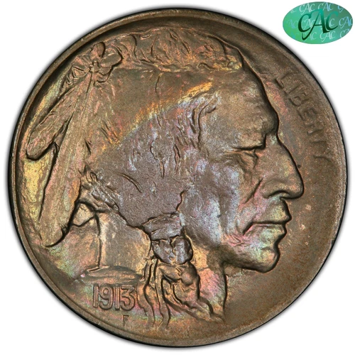 1913-S 5C TYPE 2 MS65 PCGS CAC Buffalo Nickel Toned Color San Francisco