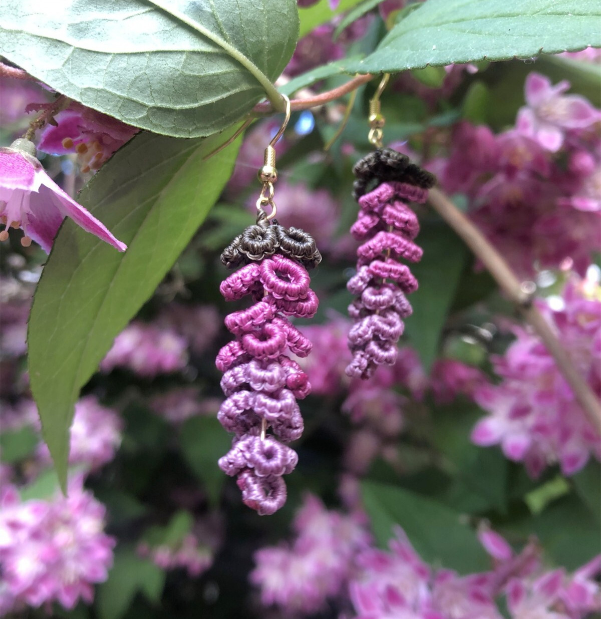 Boucles d'oreilles lavande en fil violet pour vos tenues d'été bohèmes