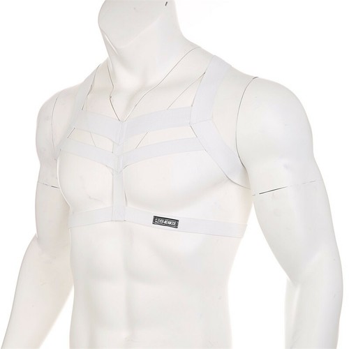Mens Nylon Elastic Chest Shaper Harness Fancy Cosplay Clubwear Costume Black - Picture 4 of 13