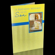 Vibrant BIRTHDAY Card FOR SON, Embellished Cake by Designer Greetings +Envelope