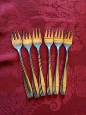 6 vintage Kuchengabeln  ABS 90 seitliche Linien - 15 cm