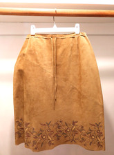 Express Genuine Leather Knee Length Skirt Boho Floral Print Women Size 11/12