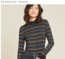 VERONICA BEARD Sweater Women sz XS Black Blue Stripe Cropped Pullover AUDREY NWT