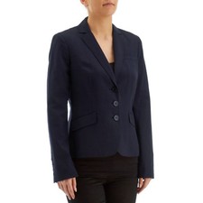 NWT- 119 ANNE KLEIN Size 4 Notched Collar Classic Dark Blue Blazer Jacket NEW