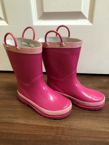 Girls Hot Pink Rubber Rain Boots 