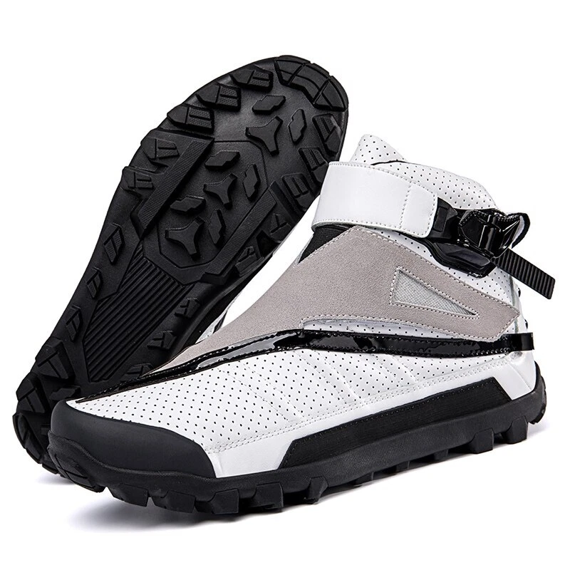 Botas de Motocicleta Hombre Cuero de Vaca Carreras Motociclista Zapatos Touring Montar Tenis Foto 3 de 4