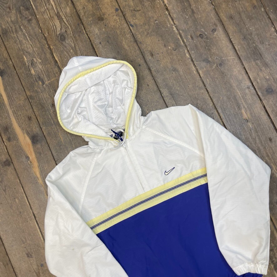 Nike Anorak Jacket 90s Small Swoosh Half-Zip Windbreaker, Navy, Womens Medium image 3