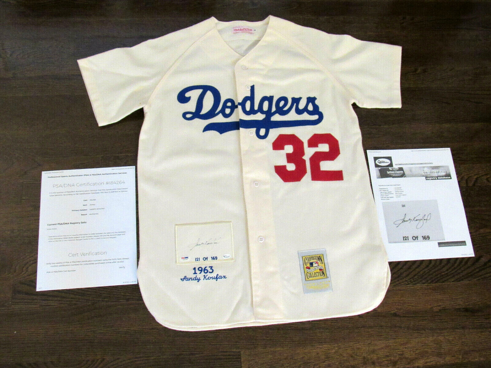 Sandy Koufax Autographed Signed Brooklyn Dodgers 1955 WSC HOF AUTO L/E M&N JERSEY PSA/DNA OL 