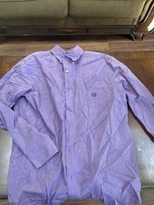 Chaps Size L Easy Care Purple Men  s Long Sleeve Button Down Dress Shirt