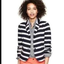 Gap the Academy Blazer Navy White Nautical Long Sleeve Lined Knit Sz 6-NWT