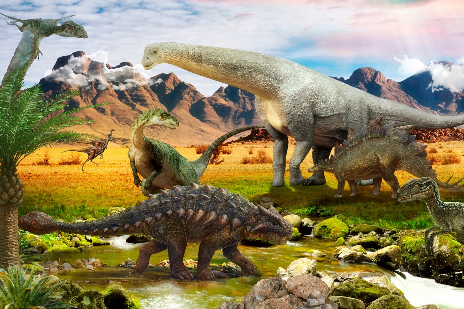 Tapeten Fototapeten Tapete LOCH IN DER WAND 3D Natur Dinosaurier Dino 3FX11034P4