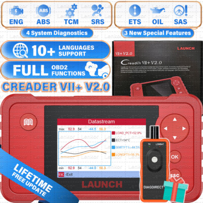 Genuine LAUNCH X431 Creader VII+ 7 Plus Code Reader OBDII Scanner ABS SRS Engine