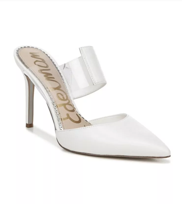 Sam Edelman Hope Stiletto Mule Pump Bright White Nappa Leather 7.5 M