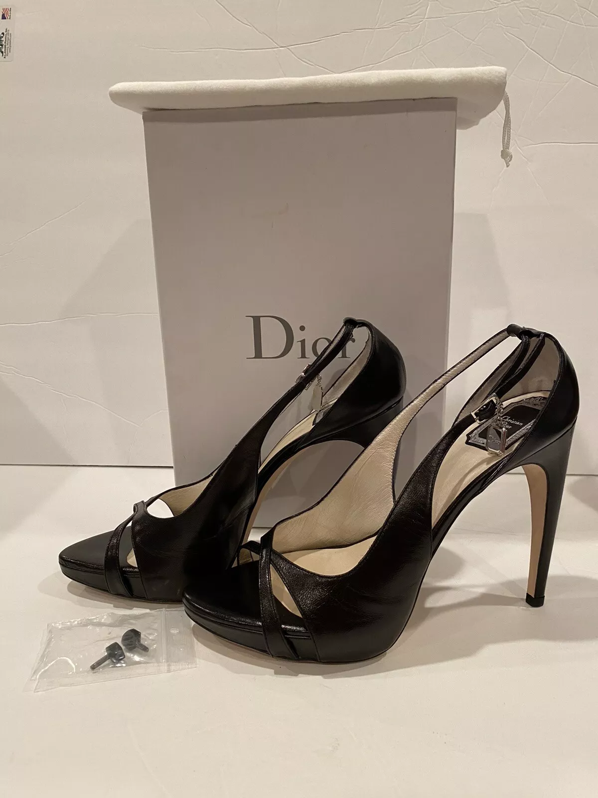 Escarpins cuir anniversaire Christian Dior sandales talons charme noir 40/9, 780