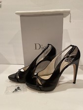Christian Dior Anniversary Leather Pumps Sandals Heels Charm Black 40 / 9.5 780