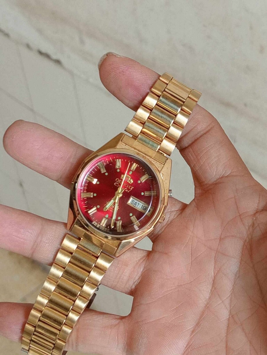 Orient 3 stars KV 469620 gold plate automatic Japan wristwatch day