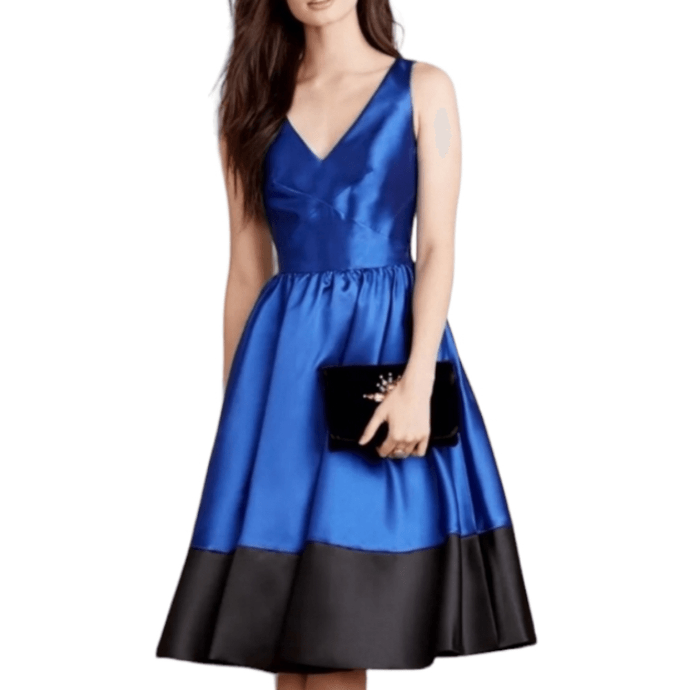 donna morgan fit and flare dress Donna Morgan Women's Extended Shoulder Fit & Flare Minidress - Blue