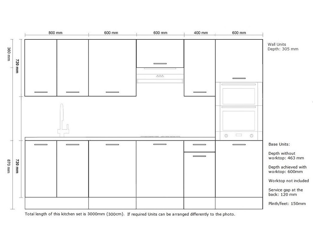 Kitchen Set 9 Unit Tall Oven Housing Soft Close 3m White Gloss