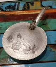 Vintage Aluminum Silent Butler/Crumb Catcher With Pretty Floral Design