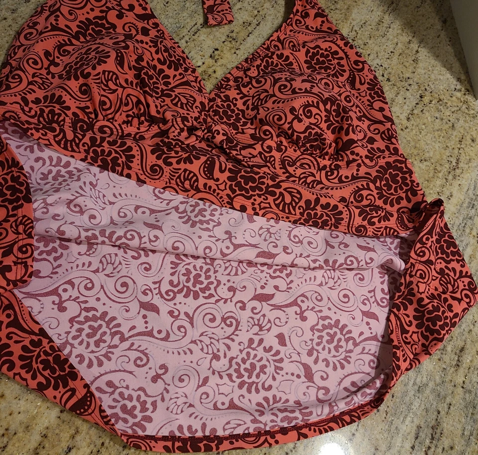 Liz Lange Maternity Tankini Top Suze XL Swimwear V-neck Halter Padded Paisley - Image 4 of 4