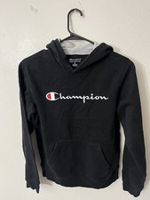 Champion Hoodie Boys XL Black L Sweater Pullover Spellout