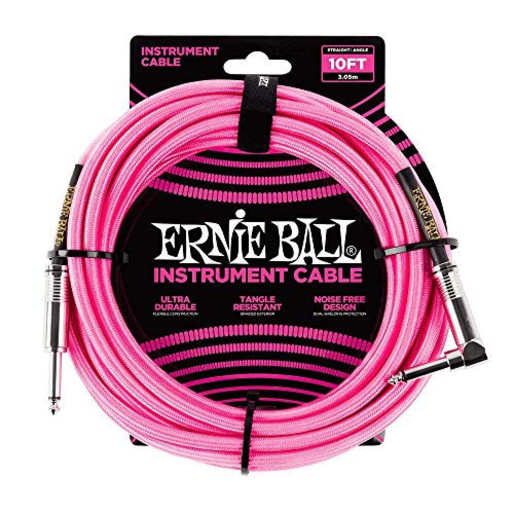 (TG. 10ft) 10' intrecciato Angolo dritto Inst Cable Neon Rosa - NUOVO