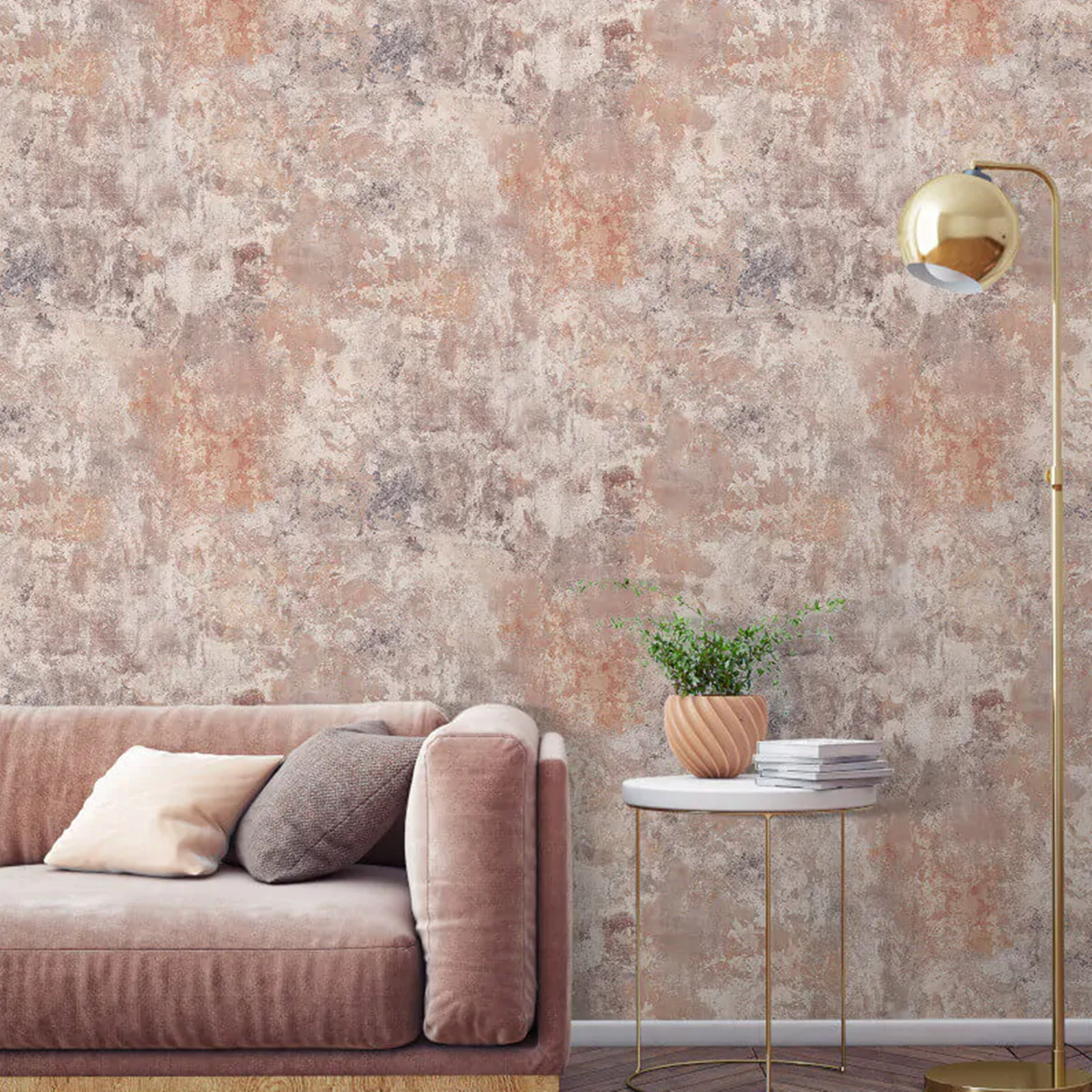 Pink Blush Textured Wallpaper Plaster Concrete Effect Paste The Wall Feature