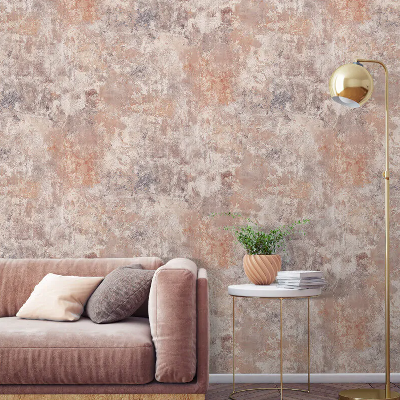 Pink Blush Textured Wallpaper Plaster Concrete Effect Paste The Wall Feature