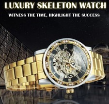 WINNER Herren Armbanduhr Handaufzug mechanisches Uhrwerk, Glasboden