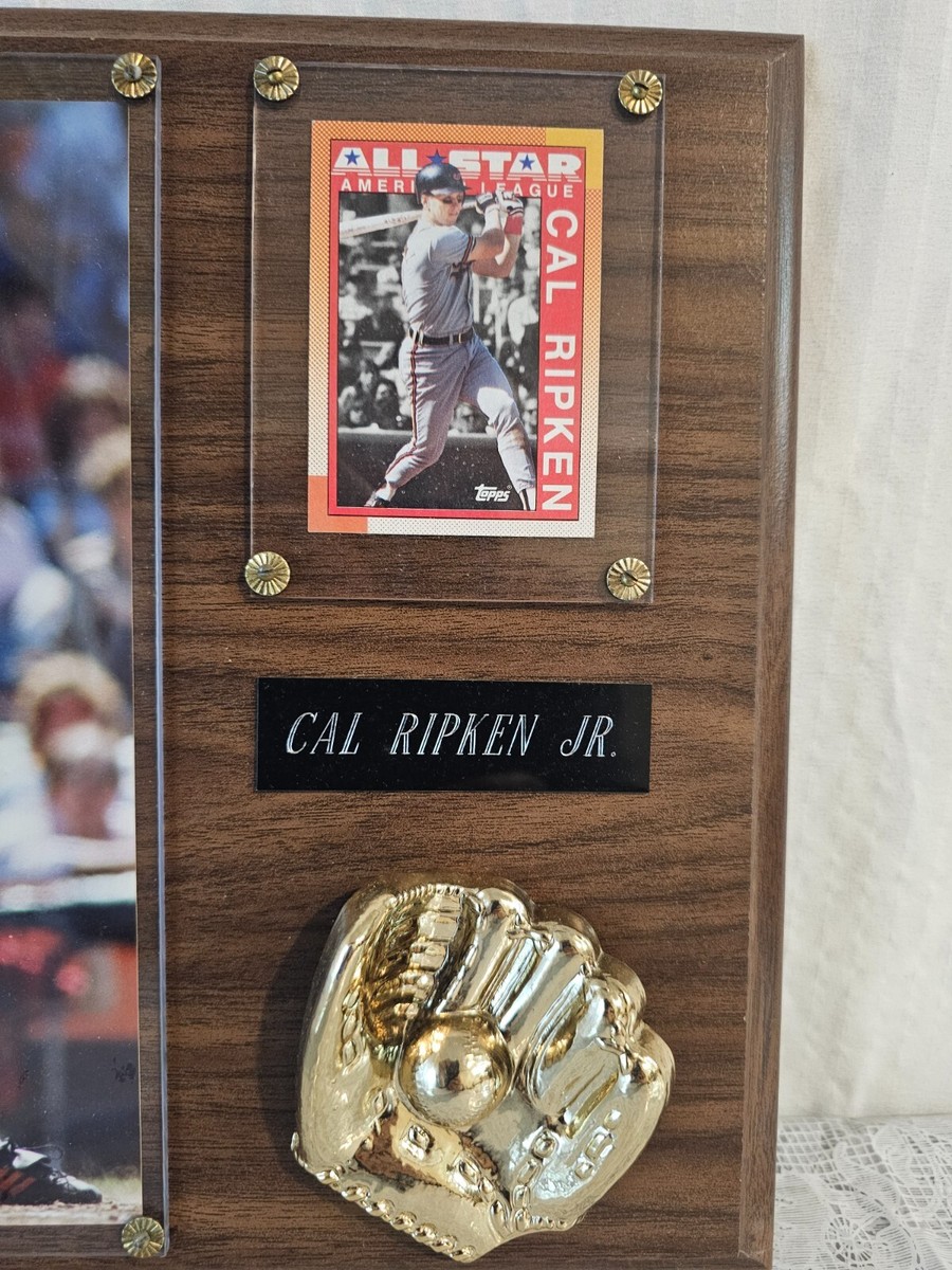 Cal Ripken Jr Photo Card & Golden Gove Collectible Wooden Plaque