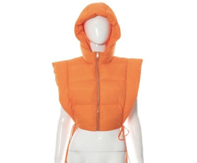 Ladies Futuristic bubble puffer crop vest coat jacket