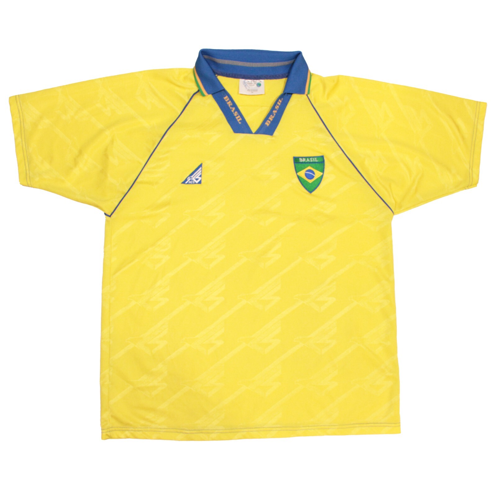 Vintage Brazil Brasil Football Jersey ACS Soccer T Shirt size Large Yellow
