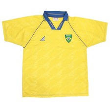 Vintage Brazil Brasil Football Jersey ACS Soccer T Shirt size Large Yellow