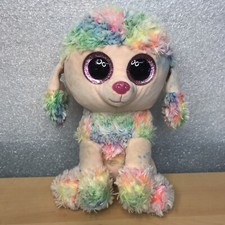 TY 2017 Beanie Baby Boos "Rainbow" Pink and Multi Poodle 10"