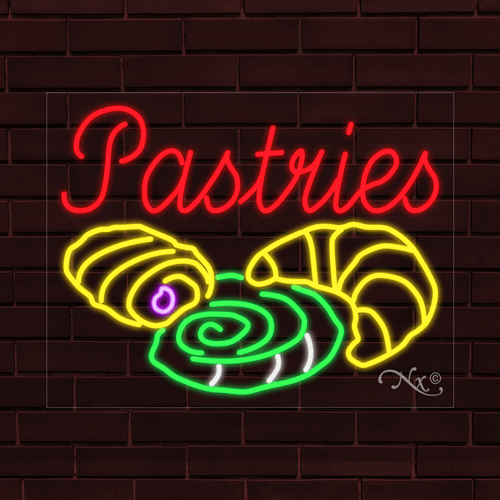 NEW "PASTRIES" w/LOGO 28x22x1 INCH LED FLEX WINDOW/WALL INDOOR SIGN 31261 - Bild 1 von 1