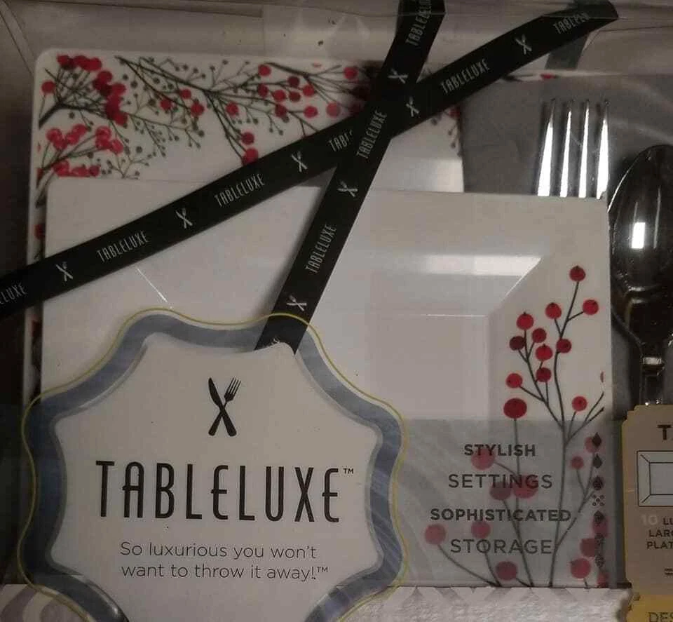 Mesa Tableluxe para 10 Juego de Vajilla 60 Piezas Blanco y Rojo (LOC TUB L-40) Foto 3 de 4