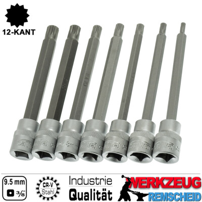 7-tlg Vielzahn 12-Kant Stecknuss Steckschlüssel Set M4 - M10 / 110mm 3/8 Ratsche