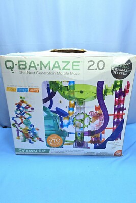 MindWare Q-BA-MAZE 2.0 Colossal Set Marble Maze Light Stunt Rails 270pc. Run