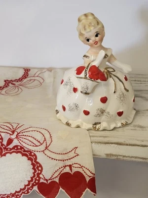 Vintage 50 's Velco Relpo Valentine's Blonde Girl Planter Hearts Japan - Image 1 of 4