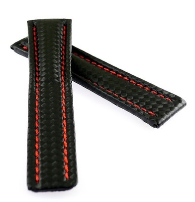 Carbon-Style Uhrenarmband schwarz-RN 20/18 mm komp. mit Breitling Faltschließe
