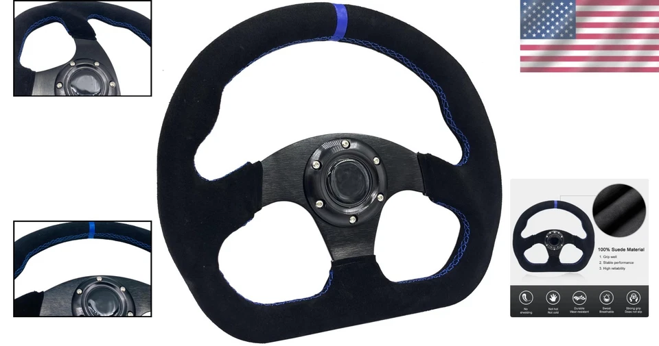 Lightweight 13" Racing Steering Wheel with Horn Button - Universal Compatibility - Image 2 of 4