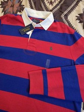 Polo Ralph Lauren Classic Rugby Long Sleeve Striped Shirt Red  Blue Men's Large