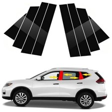 8 PCS Glossy Black Door Window Pillar Post Cover Trims Anti Scratch Stickers