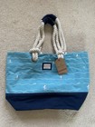 Brakeburn Beach Bag Tote Shopper Shoulder Handbag Surfer Design Blue Cotton NEW
