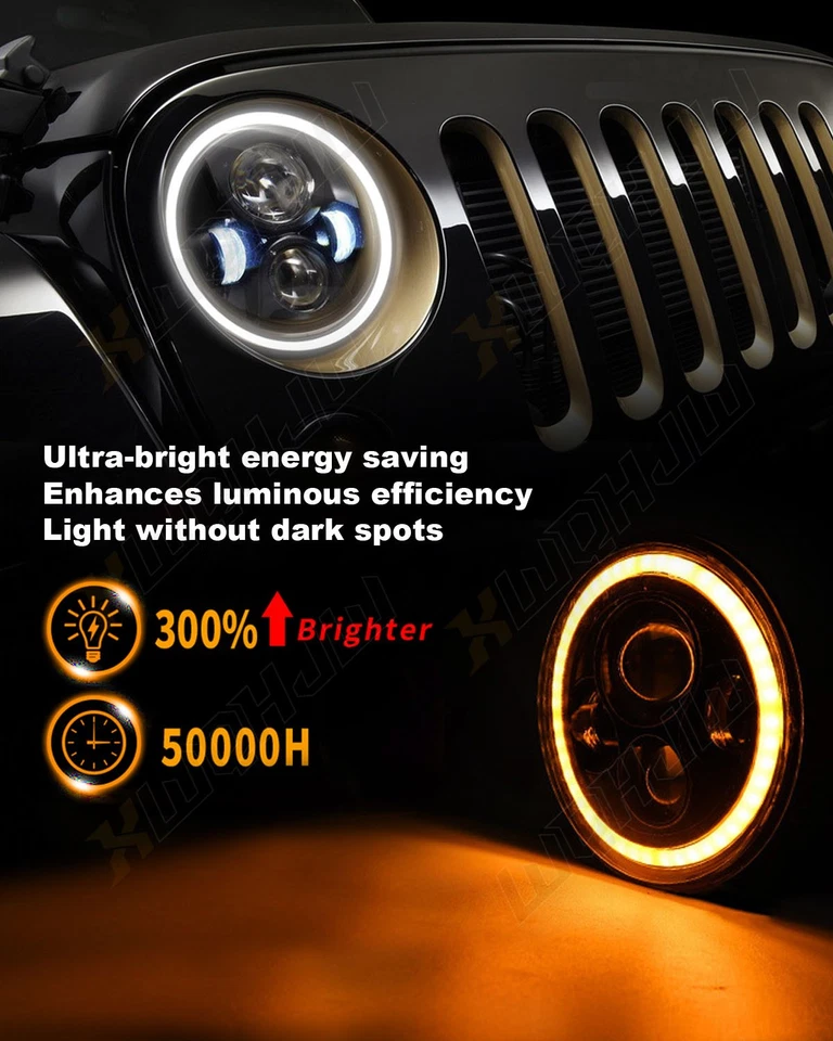 Par de faros LED redondos DRL para Toyota Land Cruiser FJ40 FJ45 FJ50 FJ55 FJ60 7" Foto 2 de 4